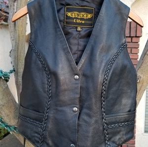 Black leather MC vest